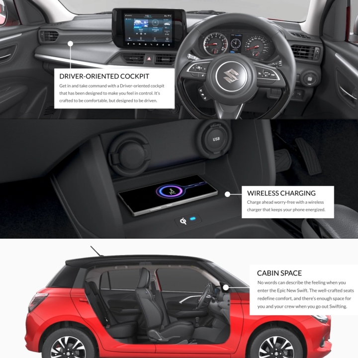 maruti suzuki swift cng 2024 interior