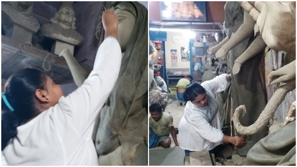 Clay and Sculpture Artist make Durga Idol