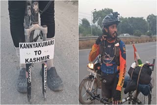 kerala man Kanyakumari To Kashmir Ride on One Wheel Cycle