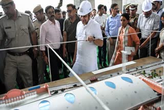 Ashwini Vaishnaw inspects the construction work at Gandhi Nagar Railway Station in Jaipur