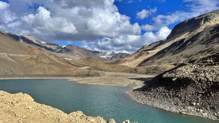 Water freezes due to cold in Sarchu