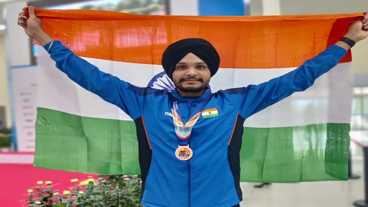 Sarabjot Singh secured a bronze medal in the ongoing Asian Shooting Championships and also ensured eighth quota place for India in the Paris Olympics.