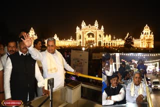 CM Siddaramaiah watched the Mysuru Dasara lightings in ambari