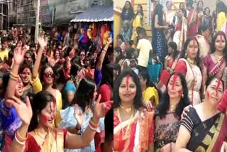 Immersion of Maa Durga idol with Sindoor Khela ceremony in Bundu of Ranchi