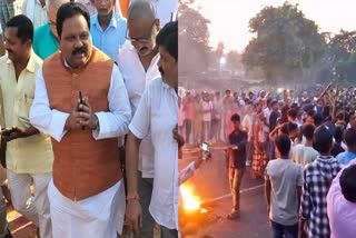 BJP's Araria MP Pradeep Kumar Singh (L) on the backfoot over his communal remarks at the Hindu Swabhiman yatra triggering protests by Muslims