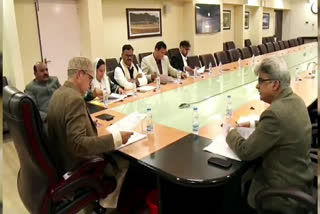 Jammu and Kashmir Chief Minister Omar Abdullah chairs the first cabinet meeting, at Civil Secretariat in Srinagar