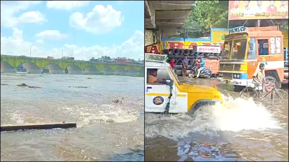 due to overflowing water in madurai vaigai river traffic is prohibited on the river side roads