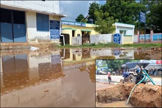 public suffering due to rain water surrounding in health center