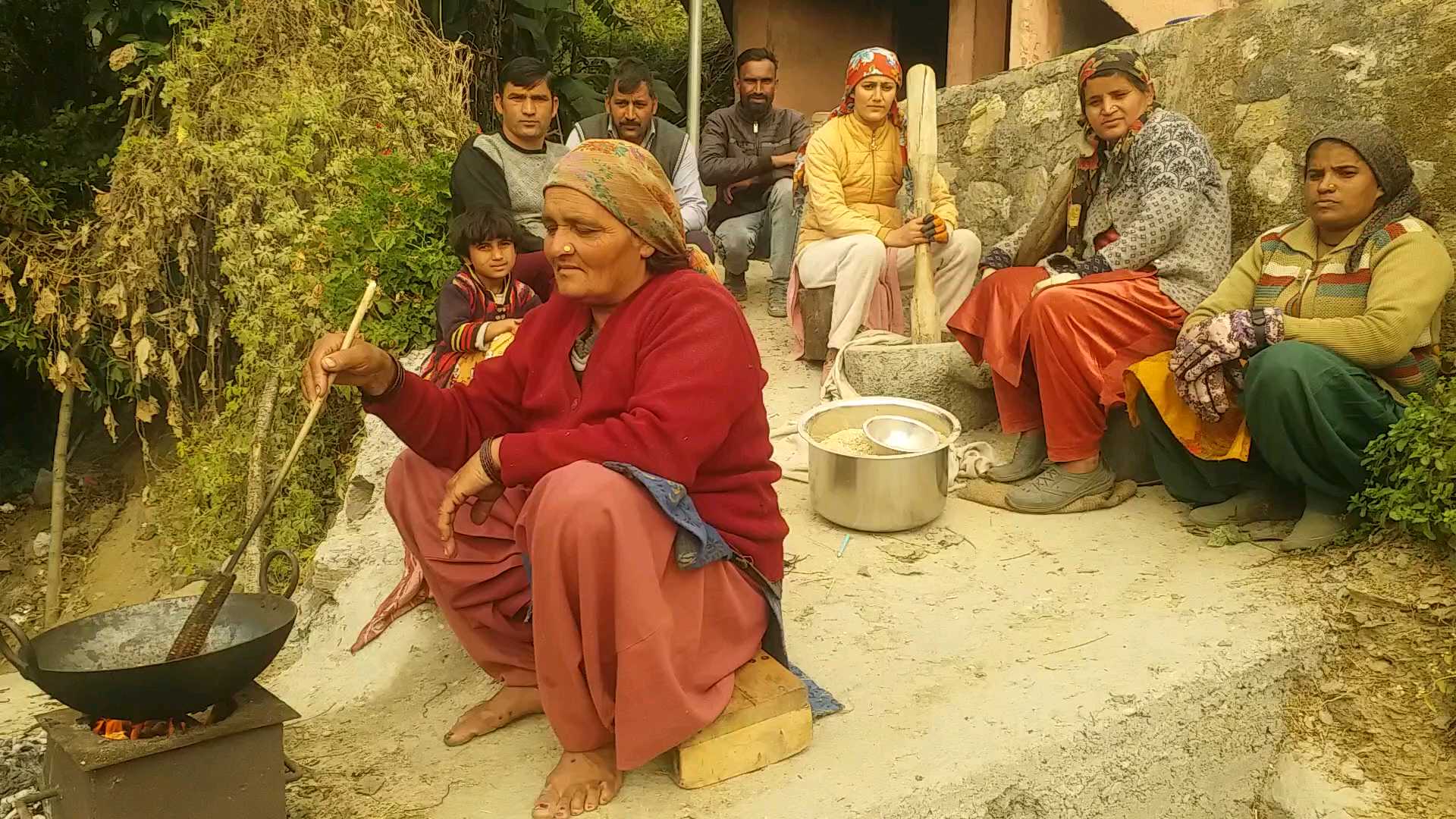 Women Making Chivda For Budi Diwali