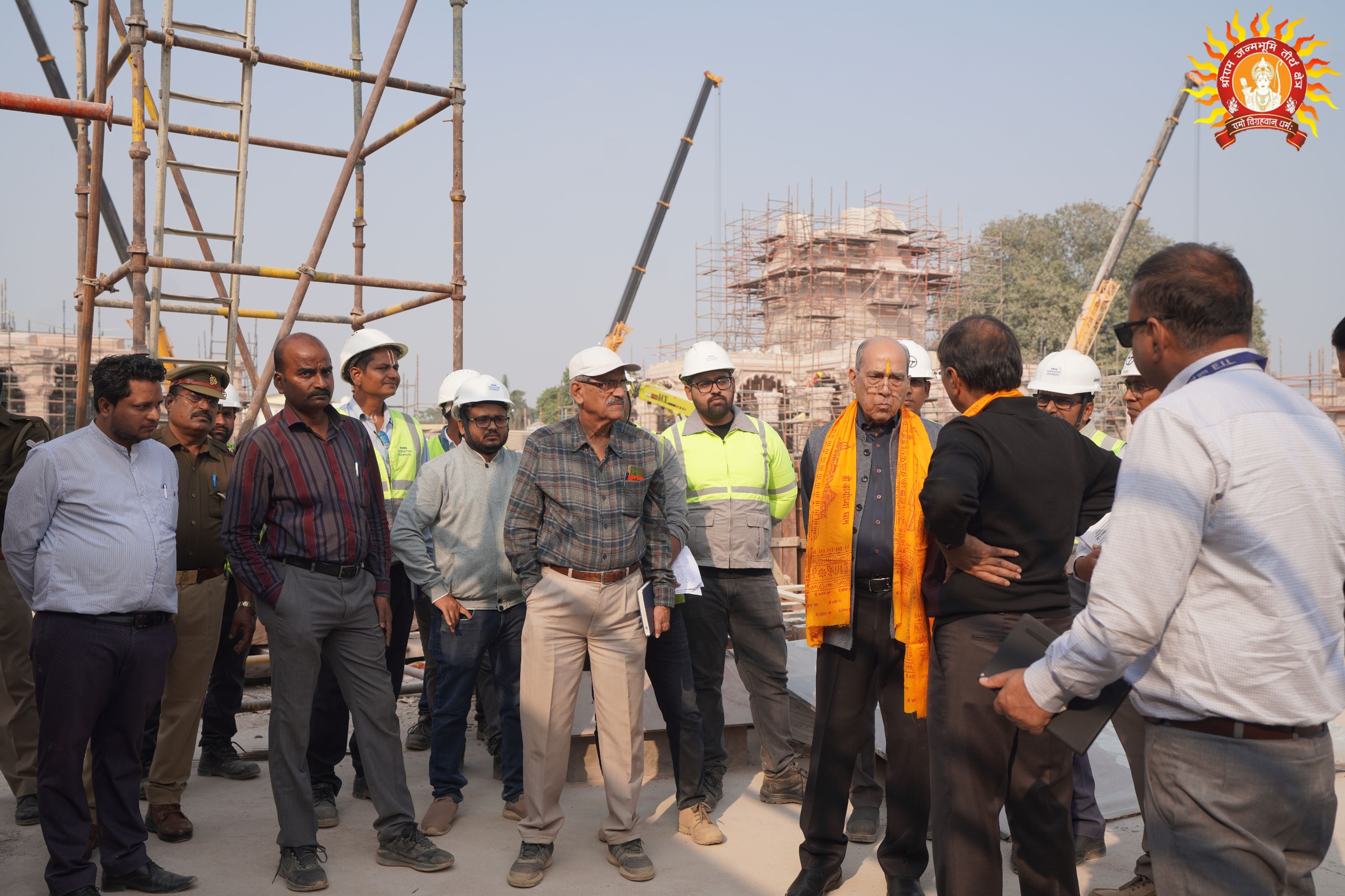 Ram Mandir Nirman Samiti inspects construction work on temple in Ayodhya, Uttar Pradesh. Ram Mandir Nirman Samiti to double workforce to speed up construction work