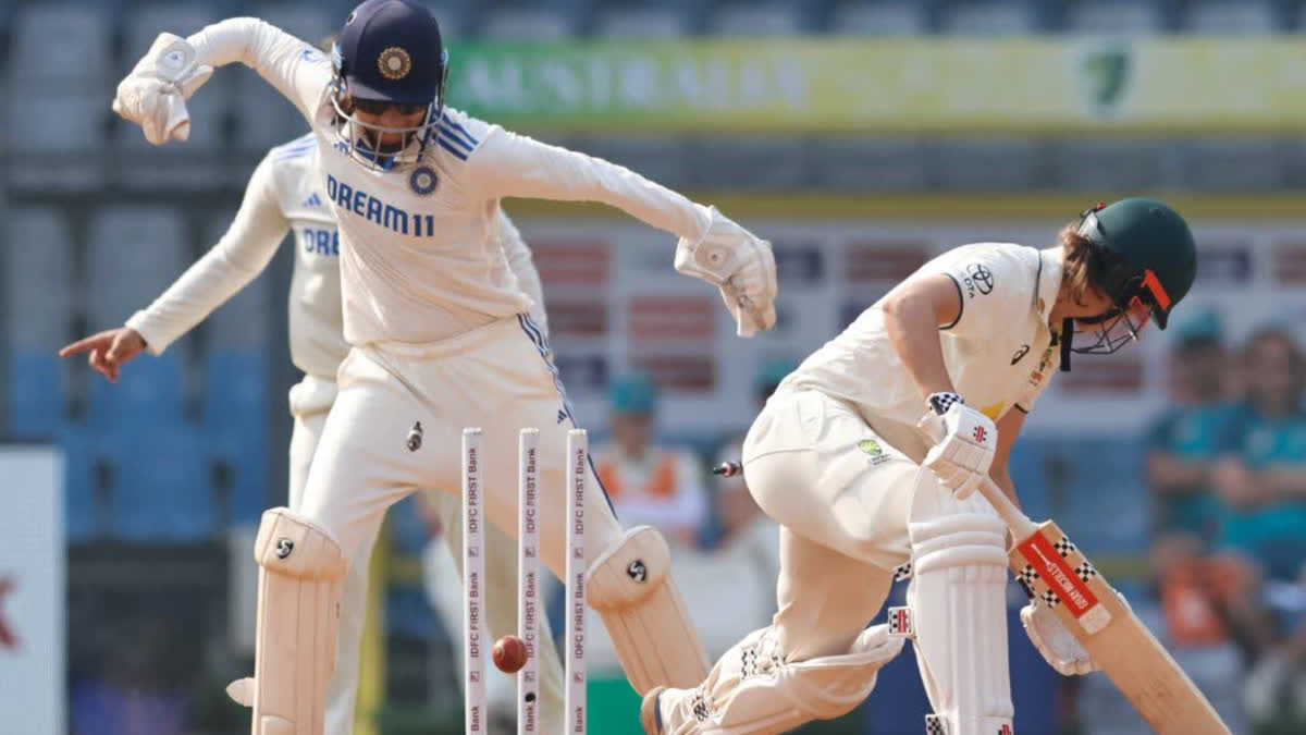 Day 4 of INDW VS AUSW Test match at Wankhede Cricket Stadium Mumbai