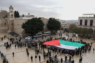 The typically bustling biblical birthplace of Jesus resembled a ghost town Sunday after Christmas Eve celebrations in Bethlehem were called off due to the Israel-Hamas war.