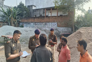 Police team inspects site