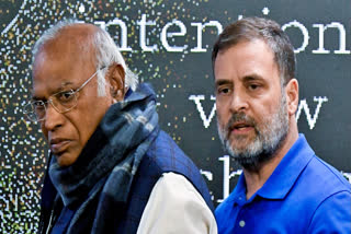 Leader of Opposition in Lok Sabha Rahul Gandhi in a conversation with Congress president Mallikarjun Kharge