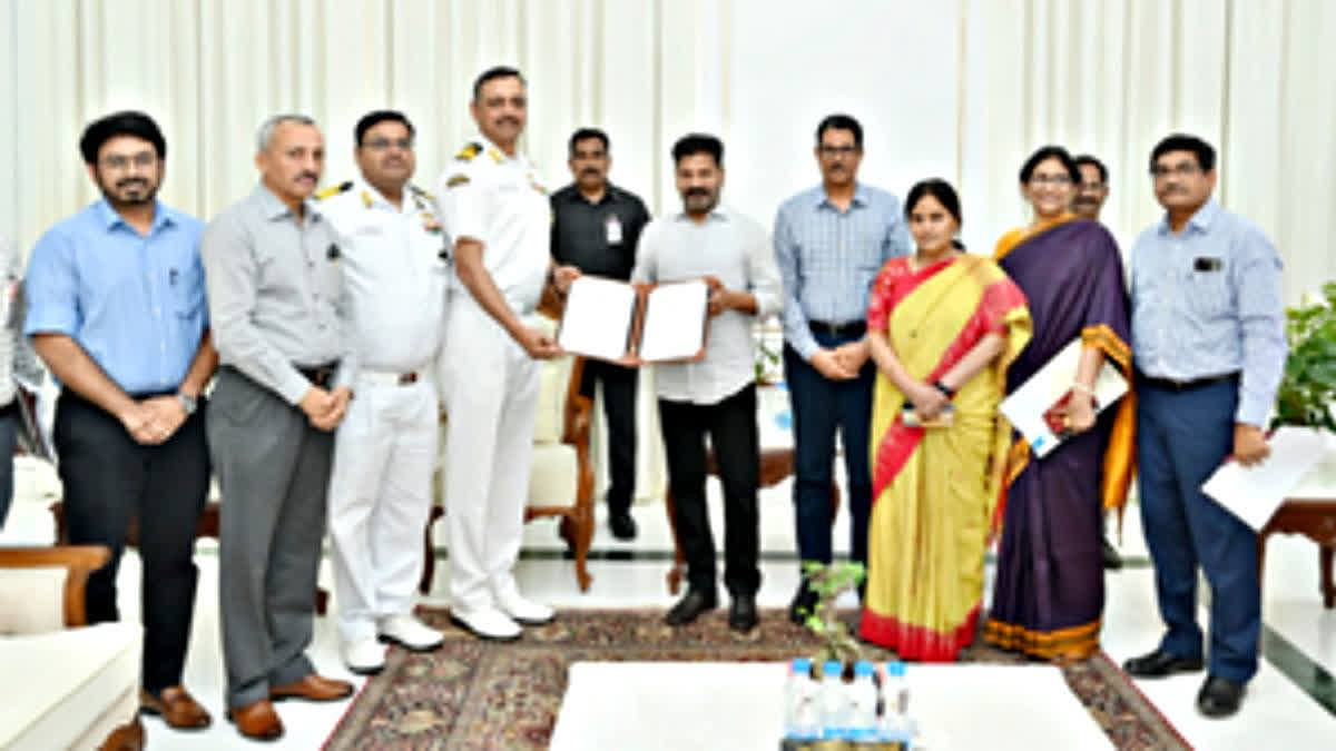 Commodore Karthik Shankar, Circle DEO Rohit Bhupathi and Captain Sandeep Das met Chief Minister A. Revanth Reddy, following which, the Telangana government has transferred 1,174 hectares of forest land under the Damagudem Reserve Forest in Vikarabad district to the Indian Navy to set up India's second very Low Frequency (VLF) radar station.