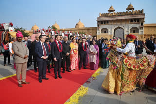 French President Emmanuel Macron visited the Amber Fort in Jaipur on Thursday (Source Randhir Jaiswal X)
