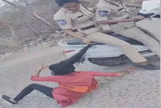 The two female constables manhandling ABVP Women's leader by