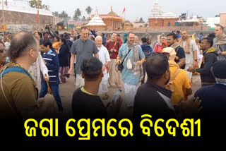 Foreign devotees at Puri Sri Mandir