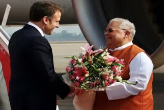 French President Macron arrives in Jaipur