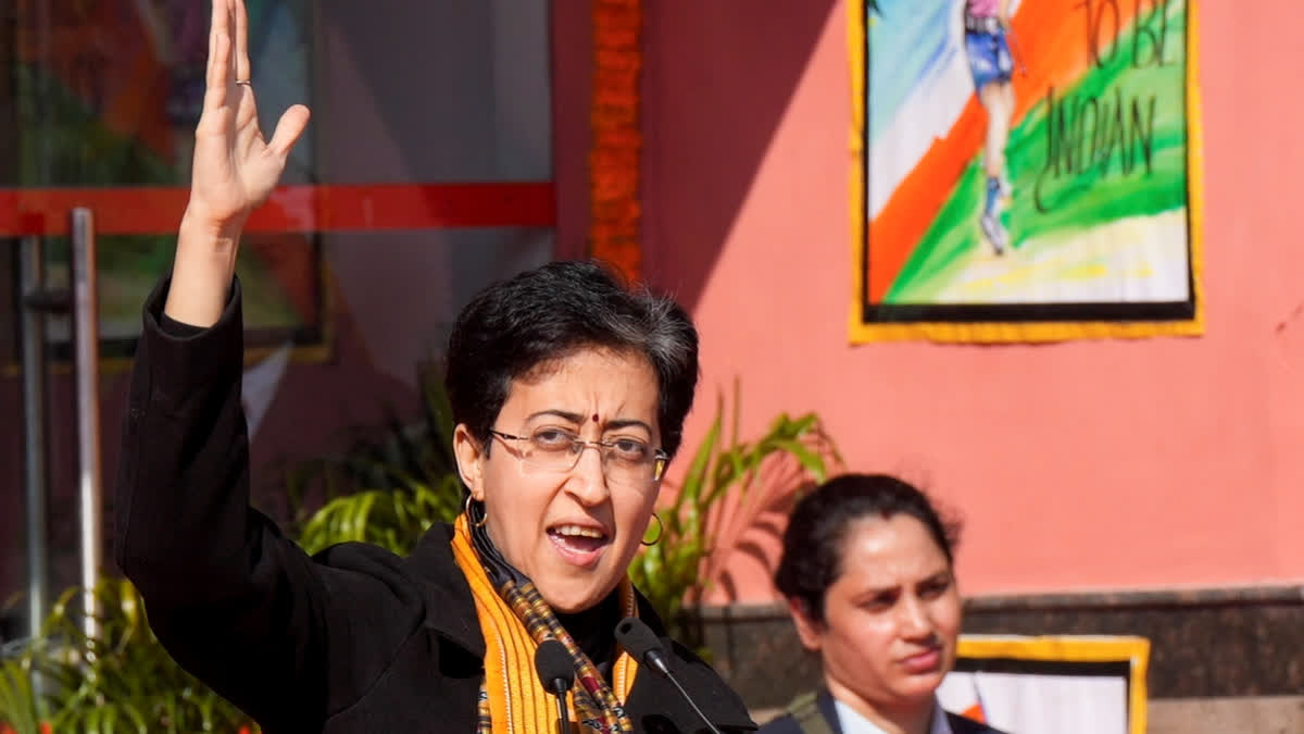 Delhi Chief Minister Atishi speaks during a cultural programme organised to celebrate Republic Day, in New Delhi, Saturday, Jan. 25, 2025.