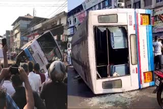KSRTC bus accident in Kondotty  KSRTC bus accident  passengers injured in accident  കെഎസ്ആർടിസി ബസ് മറിഞ്ഞു  യാത്രക്കാർക്ക് പരിക്ക്