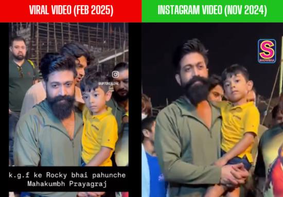 PTI clarified that a video showing Kannada film star Yash and his family arriving in Prayagraj for Maha Kumbh was filmed in Mumbai, November 2024.