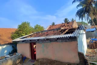 Storm effect  Chamarajanagar Damage to roofs of houses