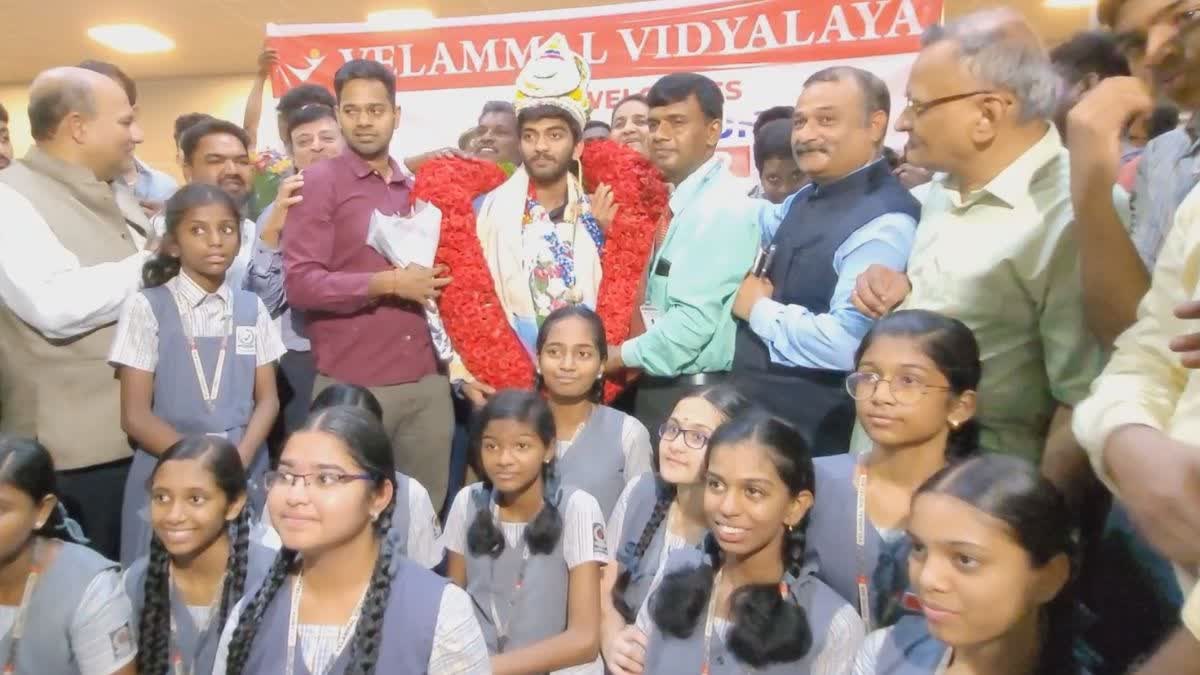 D. Gukesh Grand welcome in chennai airport