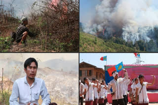 In the Kayan region of Myanmar, villagers from Tha Yu Village burn dry trees on the mountains as part of an entrenched "slash-and-burn" agricultural practice.