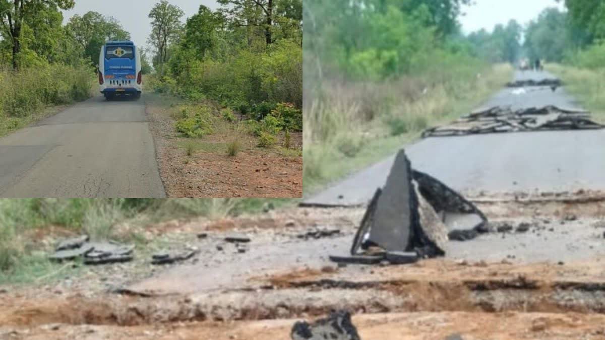 Naxalites blocked road