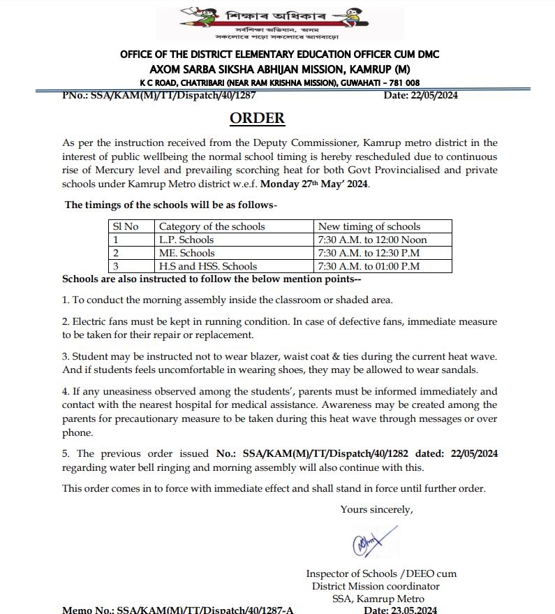 School Time Changes in Assam