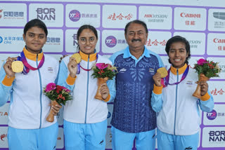 The Indian women's compound trio of Jyothi Surekha Vennam, Parneet Kaur and Aditi Swami grabbed their third successive Archery World Cup gold medal, while the mixed team added a silver at the stage two event on Saturday. The world number one Indian compound women's team dominated Turkey's Hazal Burun, Ayse Bera Suzer and Begum Yuva right from the first end, sealed the gold without dropping a set, maintaining a healthy six-point margin (232-226) in a lopsided final.