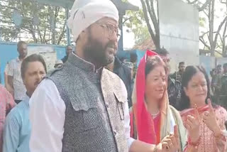 Congress candidate Anupama Singh voted with her husband Anup Singh