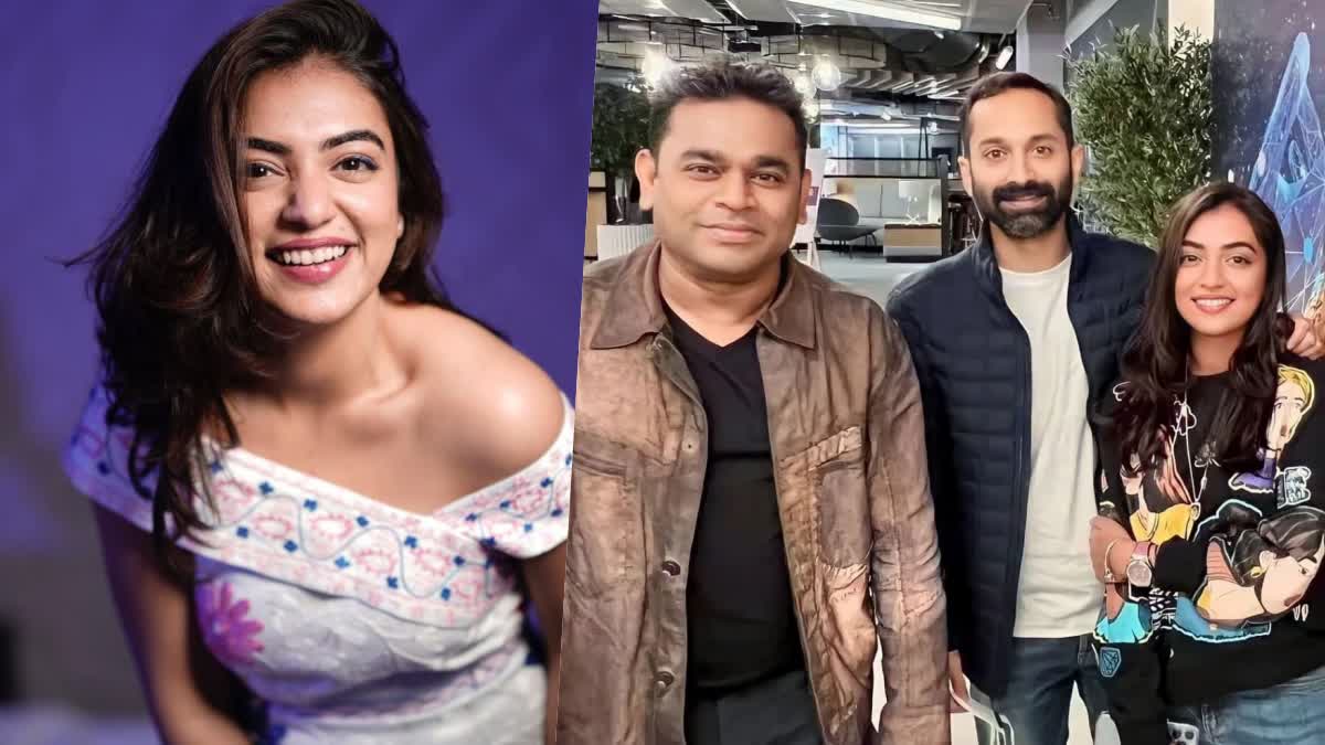 Nazriya Nazim and Fahadh Faasil with legend  Nazriya Nazim and Fahadh Faasil  AR Rahman  Nazriya Nazim  Fahadh Faasil  ഇതിഹാസത്തിനൊപ്പം നസ്രിയയും ഫഹദും  നസ്രിയയും ഫഹദും  നസ്രിയ  ഫഹദ്