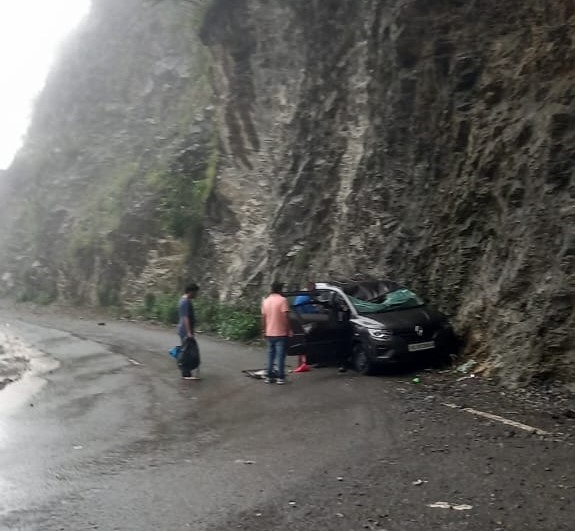 Stone fell into Car