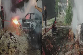 A BMW car caught fire on Doraha GT Road