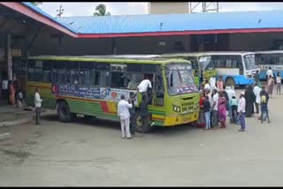 Men climb the bus from driver seat