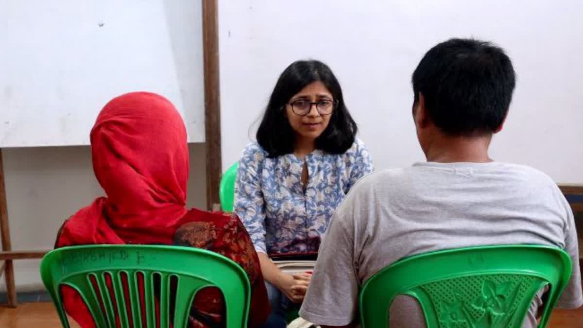 DCW chief Swati Maliwal meets family members of women stripped paraded in Manipur