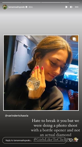 Pan-India star Tamannaah Bhatia has finally responded to claims of owning a huge piece of diamond jewellery. The actor dismissed such reports with a funny post revealing the truth behind the viral diamond ring photo.
