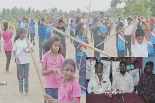 students achieved a world record in silambam with their legs tied in trichy