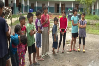 The Lamsang Praja Higher Secondary School in Imphal West, which is now serving as a relief camp, houses dozens of children from different villages of Manipur