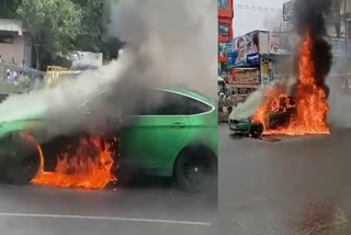 BMW Luxury Car Bursts Into Flames on GST Road in Chennai