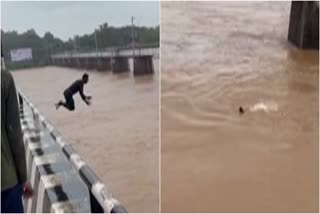 ತುಂಗಾ ನದಿಗೆ ಜಿಗಿದು ಯುವಕನ ದುಸ್ಸಾಹಸ