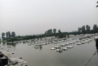 hundreds-of-cars-submerged-due-to-rise-in-water-level-of-hindon-river-in-uttarpradesh-cars-stuck-in-water