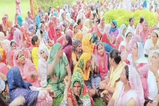 Anganwadi workers protested in nuh