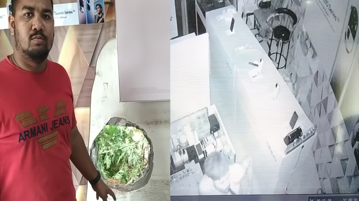 Moga News : Thief robbed the mobile phones from mobile store in mid night,incident caught on cctv