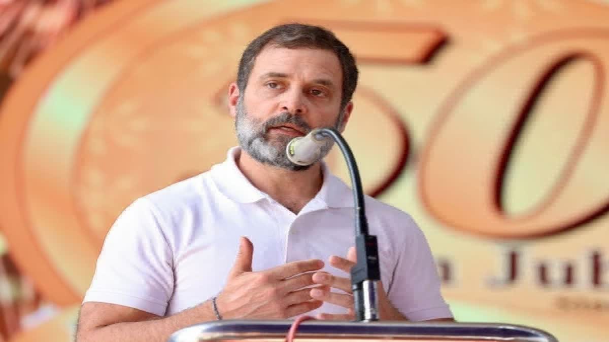 Congress MP Rahul Gandhi address a public rally in Ladakh's Kargil