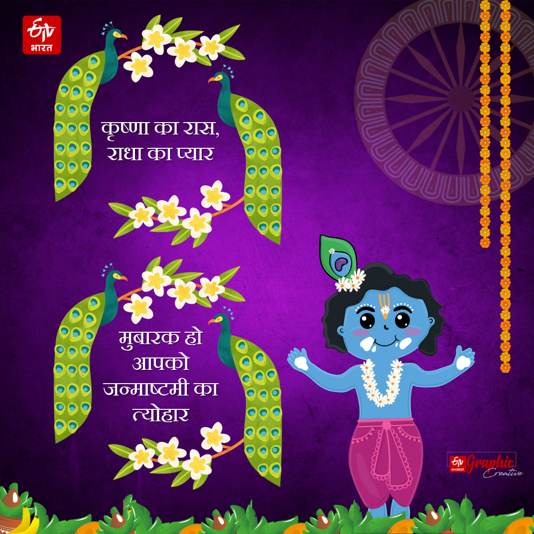 Happy Krishna Janmashtami 2024 wishes quotes Whatsapp Facebook Messages and Status Shubhkamnaye sandesh with Graphics Message