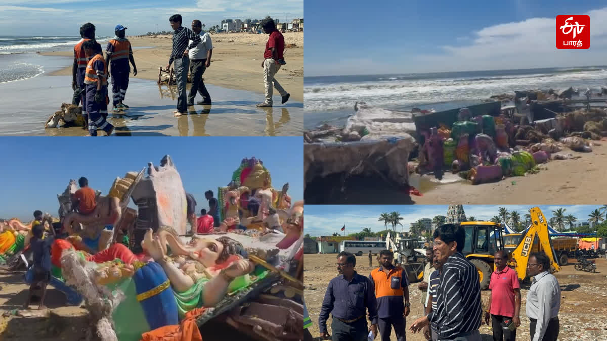 Ganesha idols washed ashore at beach