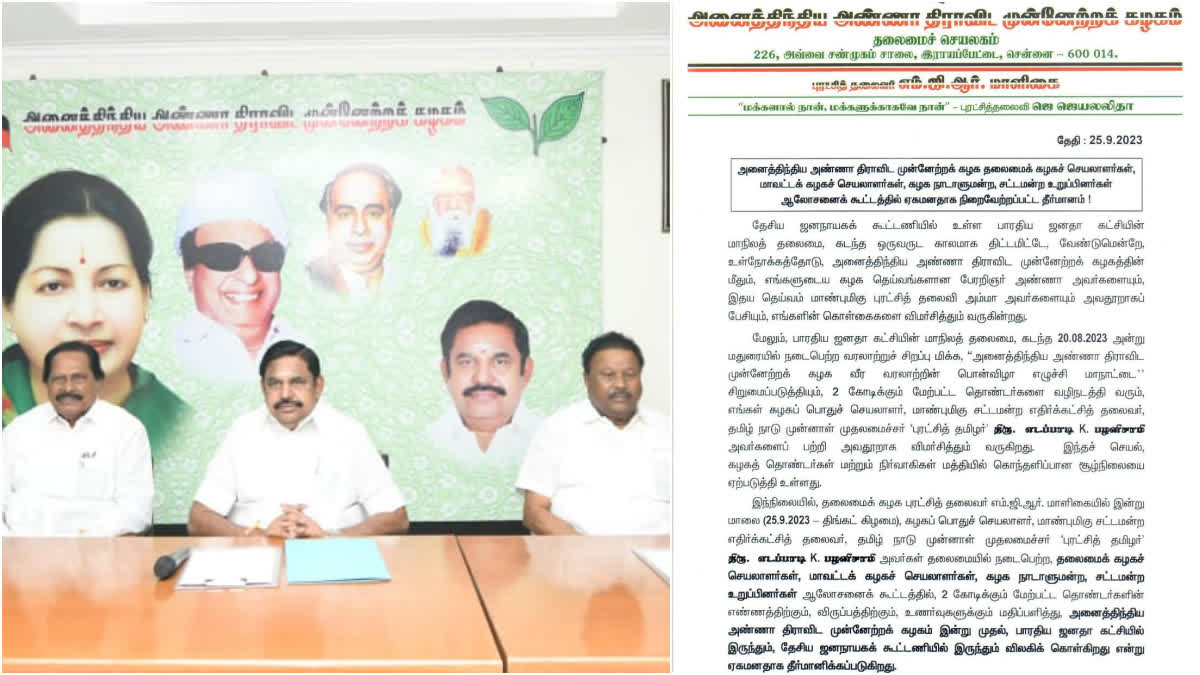 AIADMK BJP alliance breakup AIADMK plan for the parliamentary elections